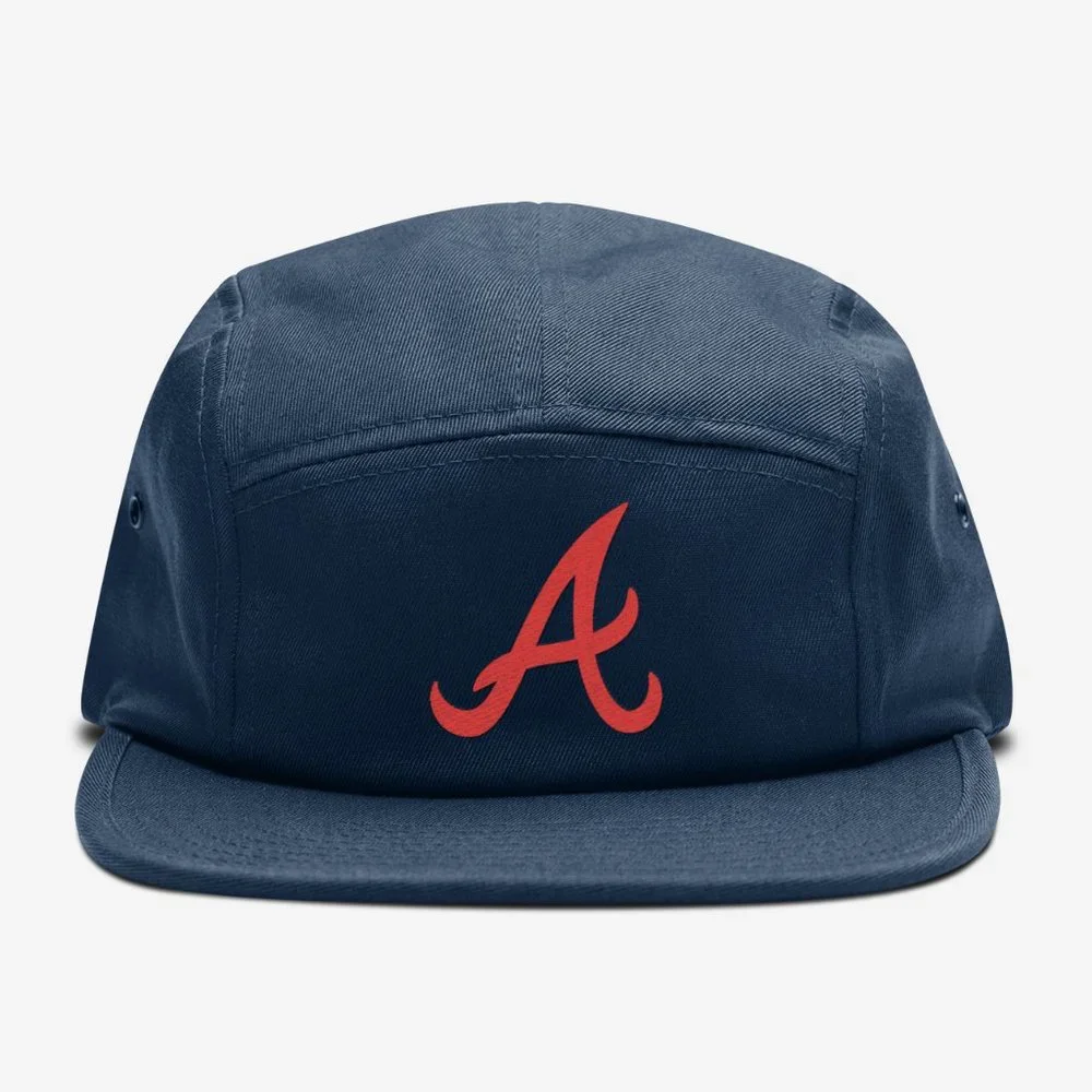 NEW Atlanta Braves A Logo 5 Panel Camper Strapback Hat NAVY - Picture 1 of 5